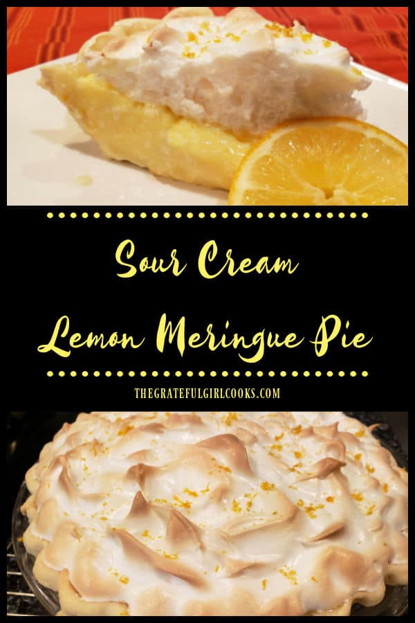 Sour Cream Lemon Meringue Pie, filled with creamy sweet/tart lemon filling and topped with puffy meringue, is a fabulous dessert you'll love!