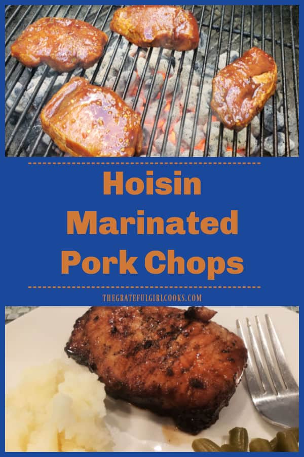 Hoisin Marinated Pork Chops are boneless pork chops, marinated 8 hours in a simple Asian-style sauce, and grilled until done and delicious!