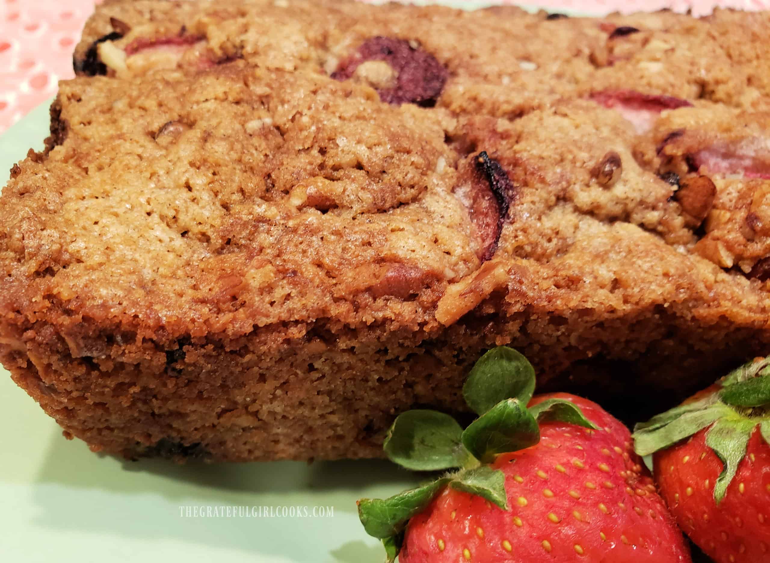 Out of the loaf pan, the strawberry bread cools before slicing and serving.