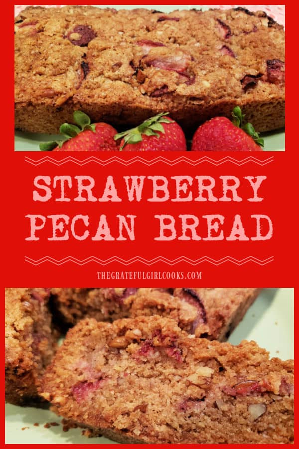 Enjoy a delicious loaf of Strawberry Pecan Bread! Ten minutes prep time and into the oven it goes. This easy to make bread yields 8 slices!