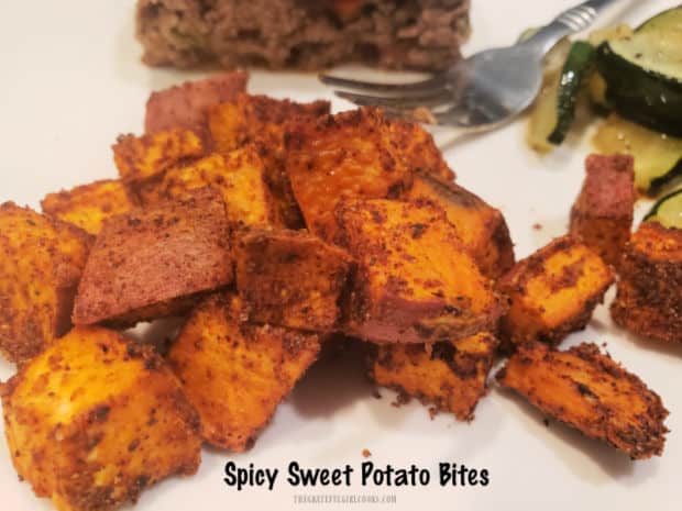 Spicy Sweet Potato Bites (2 servings) are an easy to make, oven-roasted side dish. Seasoned with Southwestern spices, you'll enjoy them!