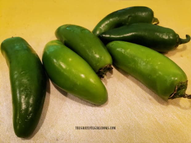 Six medium-sized jalapeño peppers are used to make poppers.