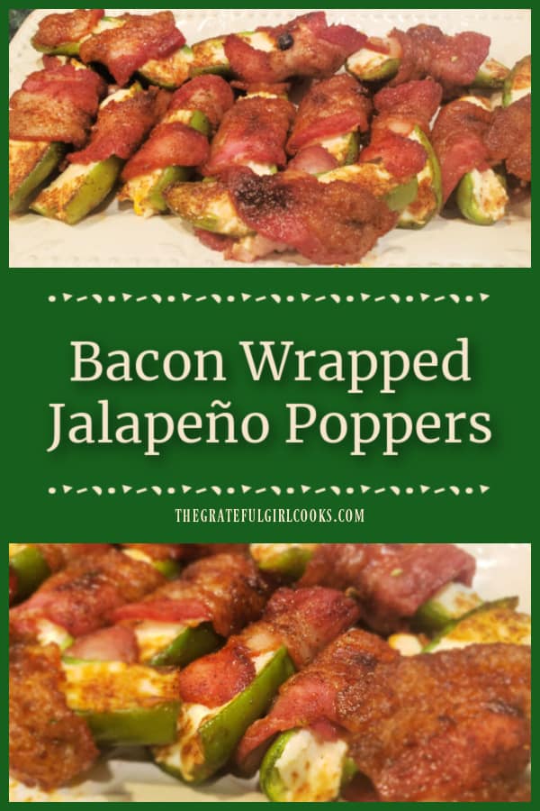 Make a dozen Bacon Wrapped Jalapeño Poppers for your next party! They're yummy, filled with 2 cheeses and coated in brown sugar-chili spice!