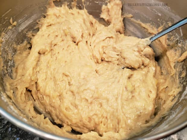 A very thick batter is now ready to pour into the baking pan.