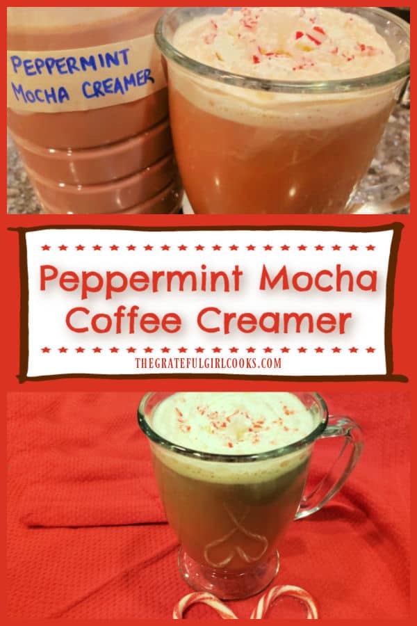 Make delicious, homemade Peppermint Mocha Coffee Creamer to brighten the holidays (or ANY time)! Easy to make recipe only has 4 ingredients!