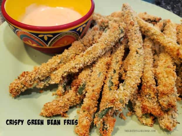 Watch how fast a plate of Crispy Green Bean Fries with Ranch/Sriracha dipping sauce disappears at a get together! They're easy and delicious!