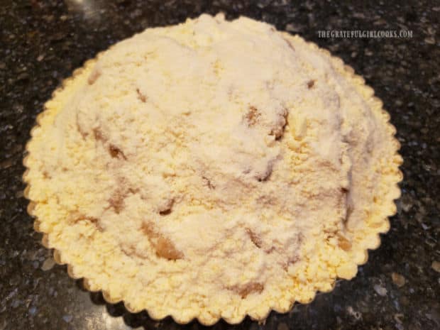 Pear Pecan Shortbread Tart is ready to be baked.