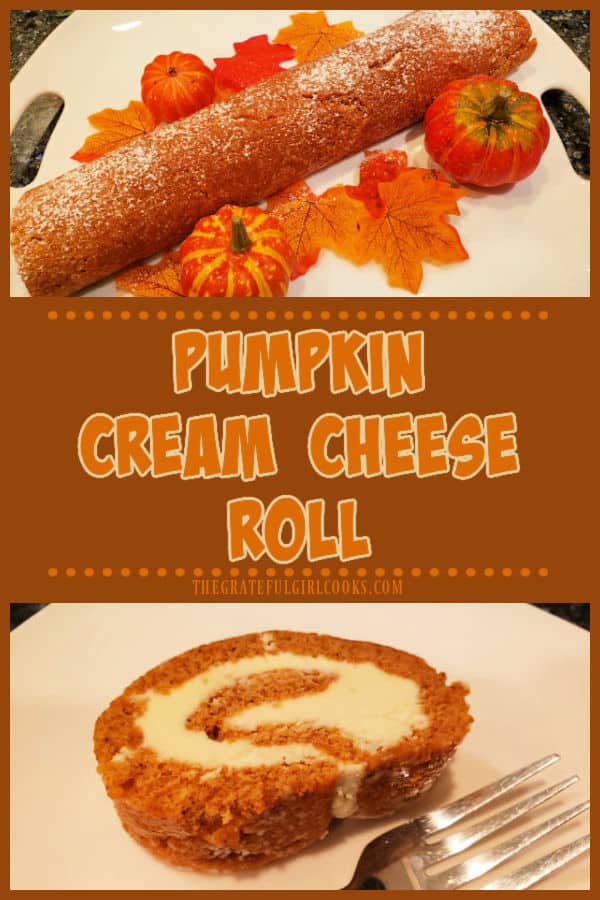 Make a delicious Pumpkin Cream Cheese Roll for the holidays (or any time)! This classic dessert has sweet cream cheese filling rolled inside!