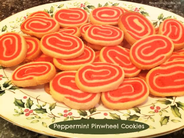 Peppermint Pinwheel Cookies are festive holiday treats for family and friends! Colored spirals and light peppermint flavor make them special!