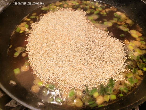 Couscous, ready to be stirred into the Asian-inspired sauce and cooked.