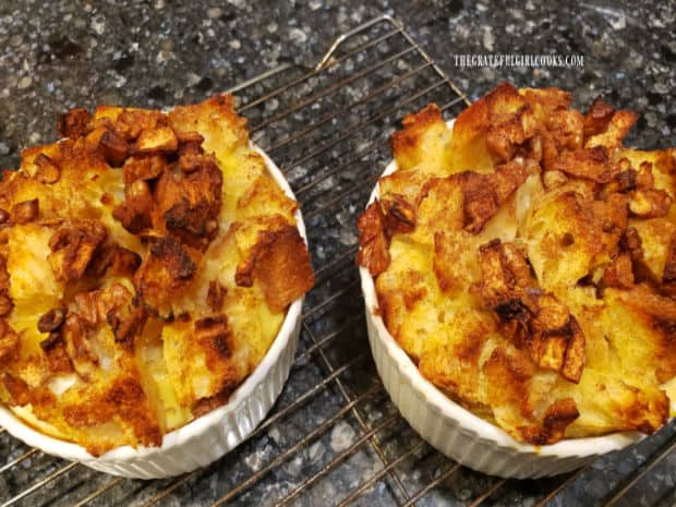 Apple Pecan French Toast Cups cool on a wire rack for a few minutes after baking.