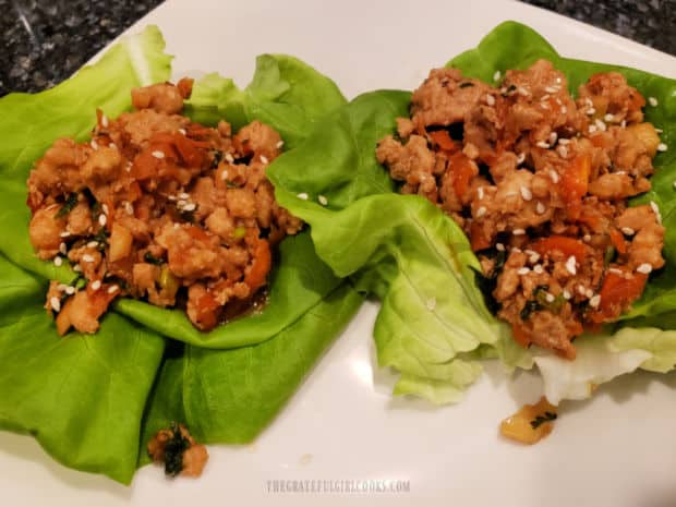 The Asian chicken lettuce wraps are filled with flavor, and are ready to enjoy!