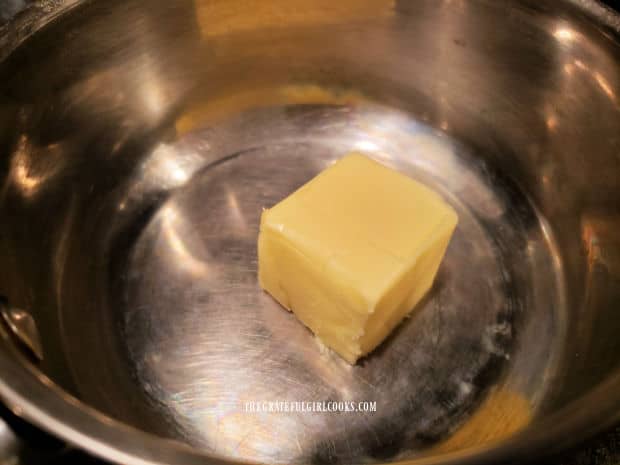 Butter sauce is made by first melting butter in a saucepan.
