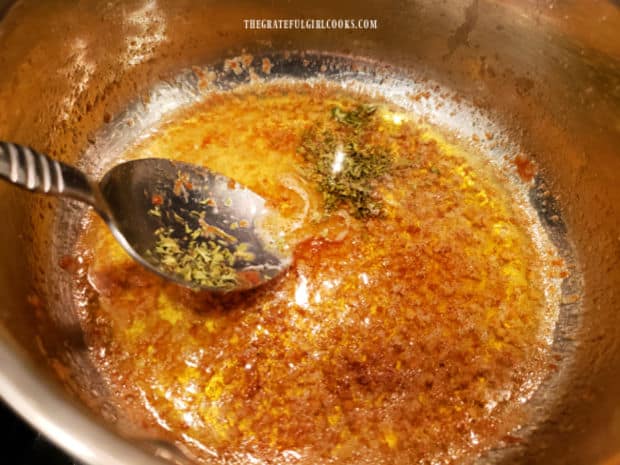 Lemon juice and dried (or fresh) parsley is stirred into the butter (off the heat).