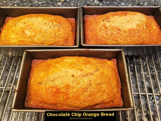 Make 3 mini loaves of yummy Chocolate Chip Orange Bread to enjoy for breakfast or a snack. Easy to make bread only takes 15 minutes prep!