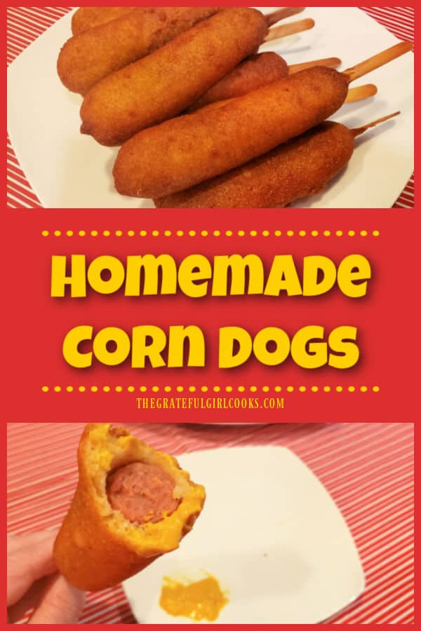 Make 8 yummy Homemade Corn Dogs for lunch, dinner or snack! They taste like you bought them at the fair. Kids of all ages will enjoy them!