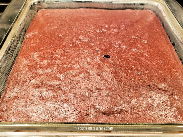 The mocha cinnamon brownies are baked for 20-25 minutes until set.