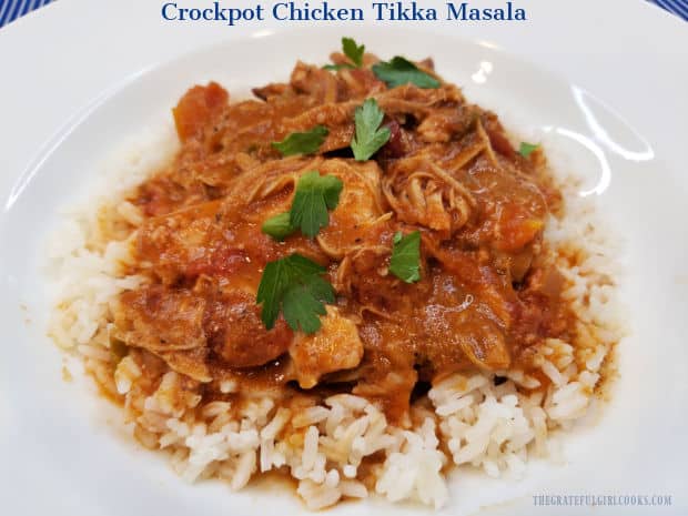 Make EASY Crock Pot Chicken Tikka Masala, and enjoy this flavorful classic Indian dish! It's a cinch, especially when made in a slow cooker!