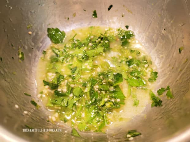 After being combined, this is the topping for garlic lime baked salmon.