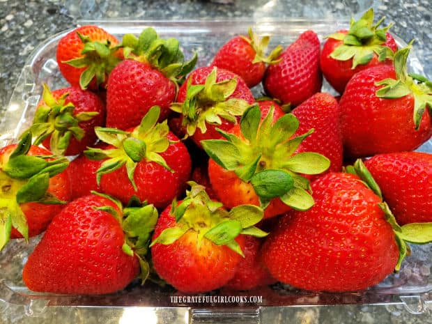 Four cups of fresh strawberries are used to make this recipe.