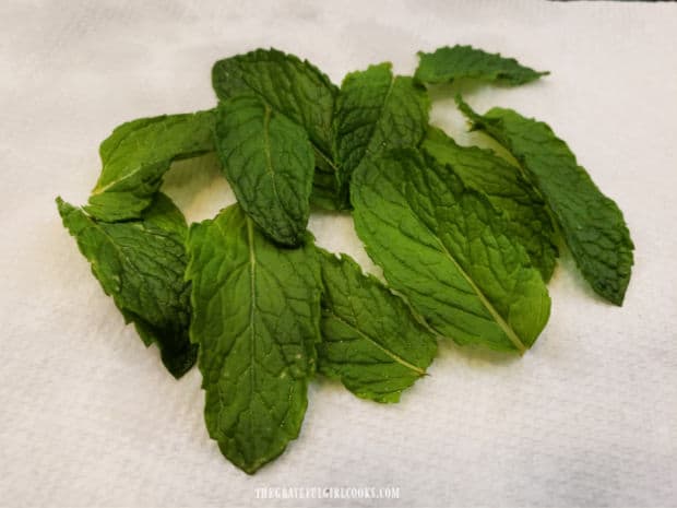 Fresh mint leaves are used for this drink recipe.