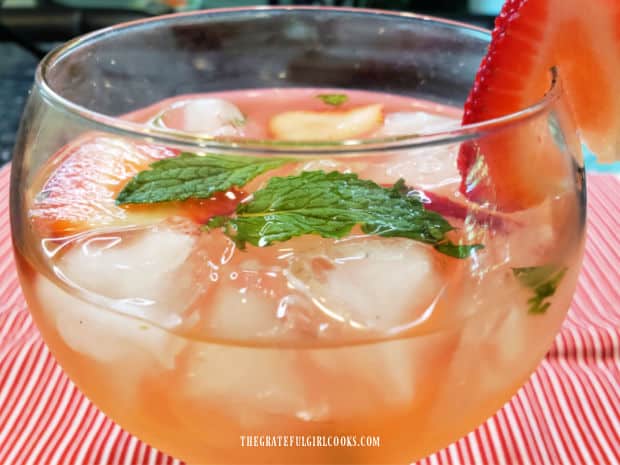 The strawberry mint lime agua fresca has turned a nice shade of pink.