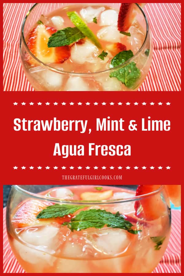 Strawberry Mint Lime Agua Fresca is a refreshing, low-calorie, fruit-infused drink for hot Summer days! It's family-friendly, and DELICIOUS!