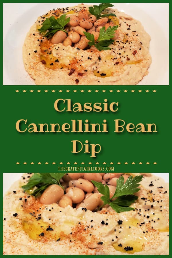 Classic Cannellini Bean Dip is a simple, delicious appetizer! Make it in 10 minutes, then serve with crackers or pita chips for dipping!