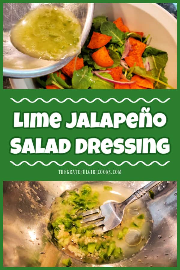 Make delicious Lime Jalapeño Salad Dressing in only 3-4 minutes. It has 5 ingredients and adds a zesty, fresh pop of flavor to green salads.