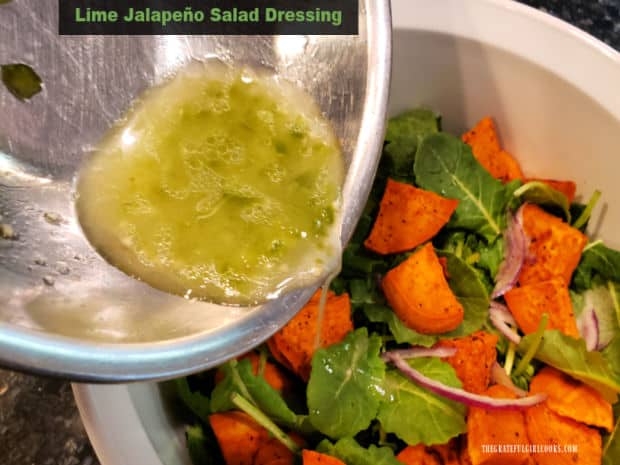 Make delicious Lime Jalapeño Salad Dressing in only 3-4 minutes. It has 5 ingredients and adds a zesty, fresh pop of flavor to green salads.