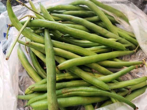 Fresh green beans will need stem ends trimmed off before cooking.