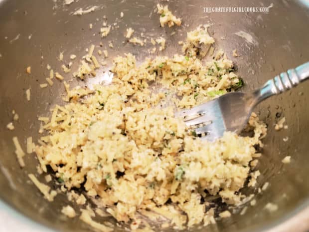 Parmesan cheese, garlic herb topping is combined and ready for the salmon.