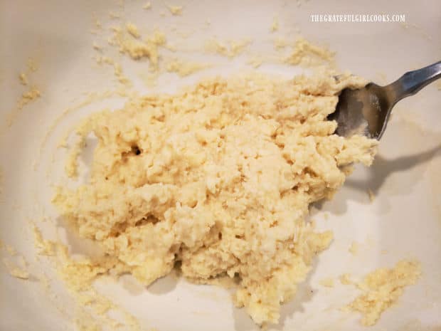 The dough for the simple strawberry shortcake is fairly thick.