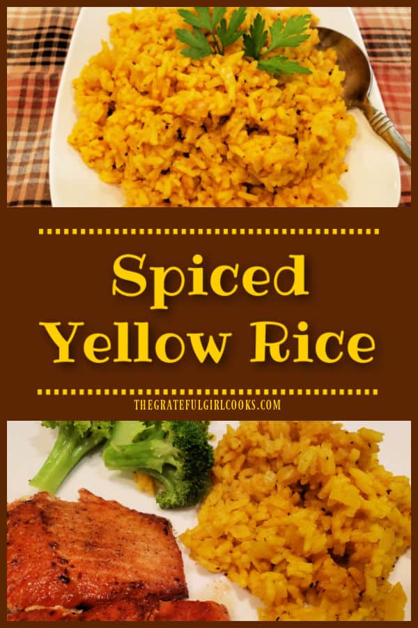Spiced Yellow Rice is an easy to make, yummy side dish! White rice is cooked with onions and a few spices, which add great color and flavor!