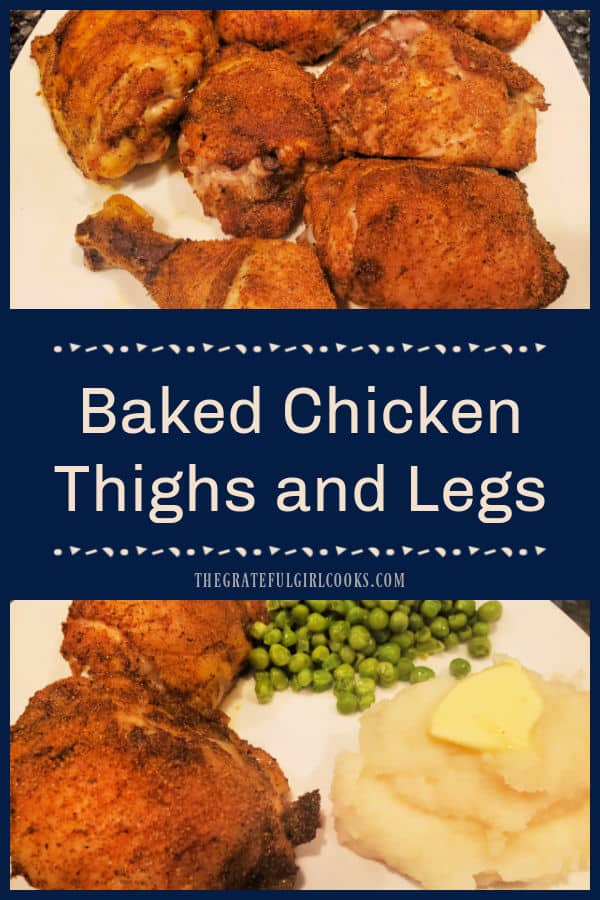 Baked Chicken Thighs And Legs is a SIMPLE recipe for juicy baked chicken! Covered in a dry seasoning mix, they have great flavor, too!