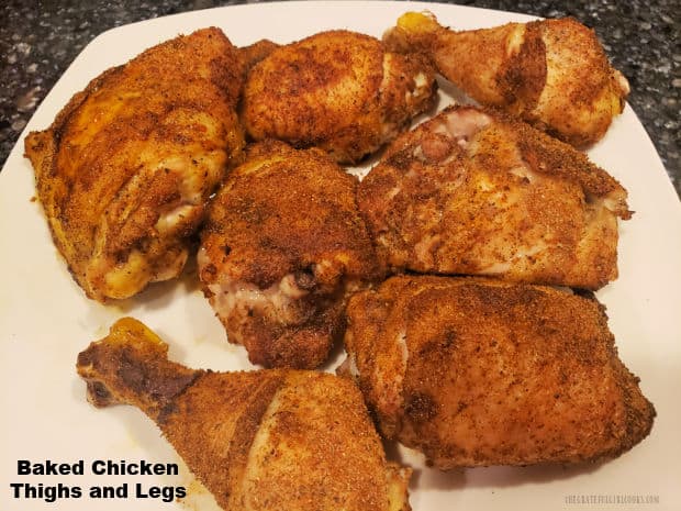 Baked Chicken Thighs And Legs is a SIMPLE recipe for juicy baked chicken! Covered in a dry seasoning mix, they have great flavor, too!