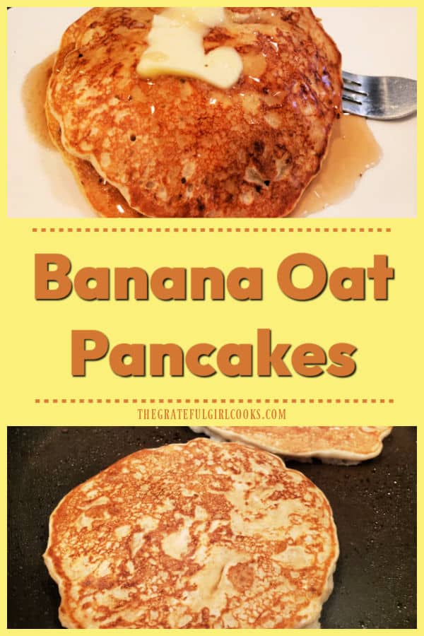 It's really easy to make Banana Oat Pancakes from scratch in only a few minutes! Ground cinnamon and banana add great flavor to the batter!