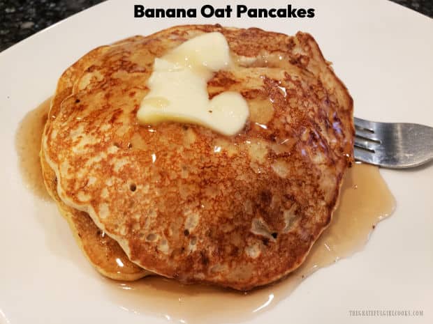 It's really easy to make Banana Oat Pancakes from scratch in only a few minutes! Ground cinnamon and banana add great flavor to the batter!