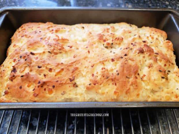 A loaf of baked dilly bread, right out of the oven.