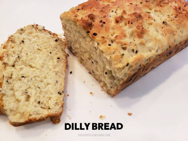 Dilly Bread is a yummy homemade yeast bread. It's light in texture, flavored with dill seed & dried onion, and best served warm with butter!