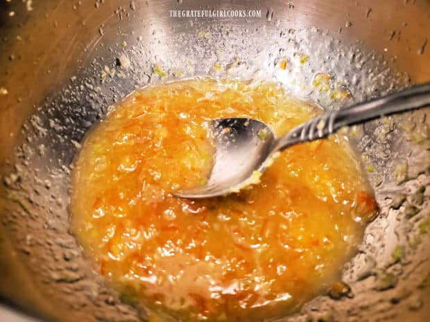 The orange marmalade sauce will be used to baste chicken breasts.