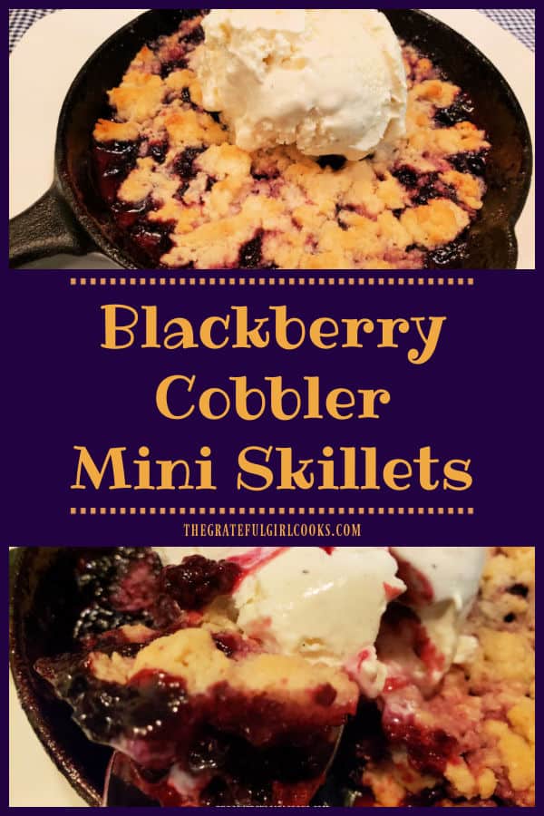 Share a yummy Blackberry Cobbler Mini Skillet with a loved one! Recipe makes 2 skillets (4 servings) and cooks on a pellet grill or in oven.