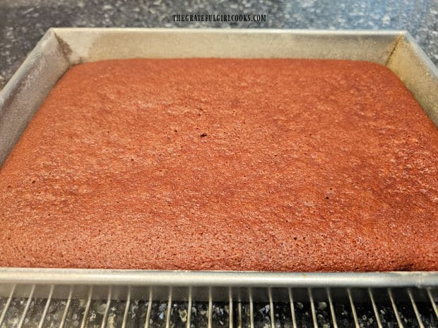 A 13" x 9" pan of freshly baked homemade gingerbread.