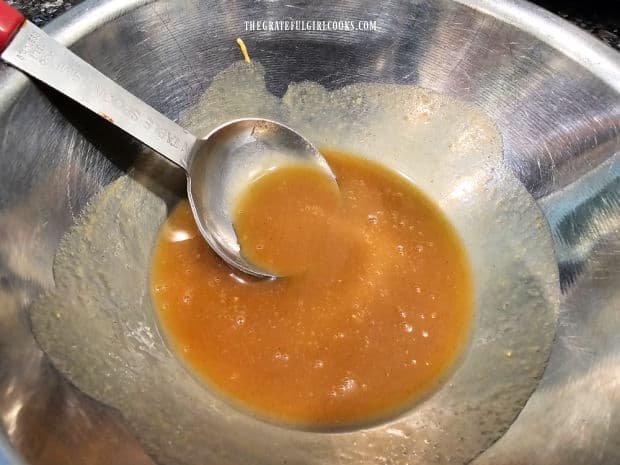 Honey mustard glaze is mixed together and ready for the chicken.