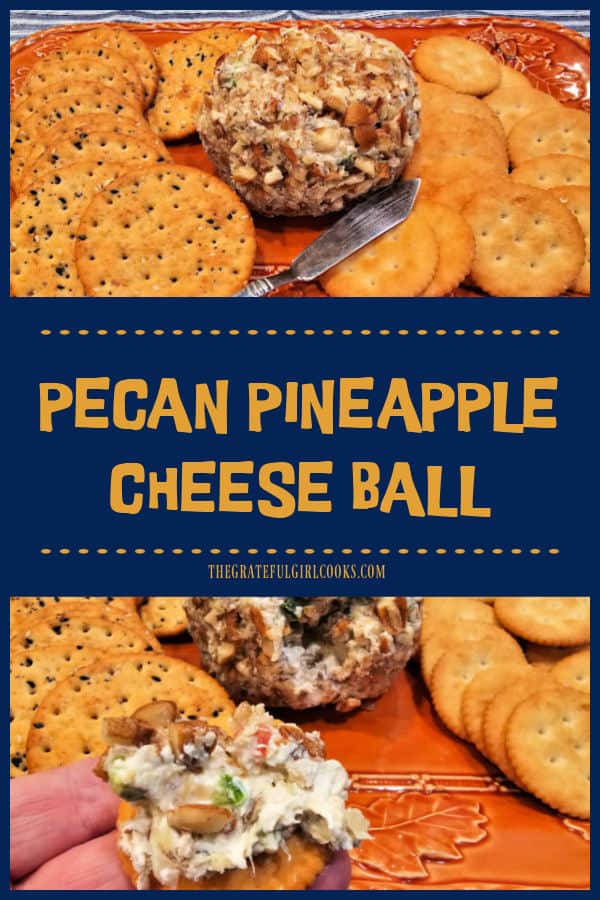 Serve a delicious Pecan Pineapple Cheese Ball with crackers at your next party! This simple appetizer recipe makes TWO yummy cheese balls! 