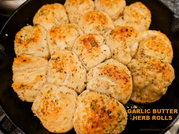 Delicious Garlic Butter Herb Rolls are easy to prepare (using canned biscuit dough!), and are a perfect accompaniment for your favorite meal! 
