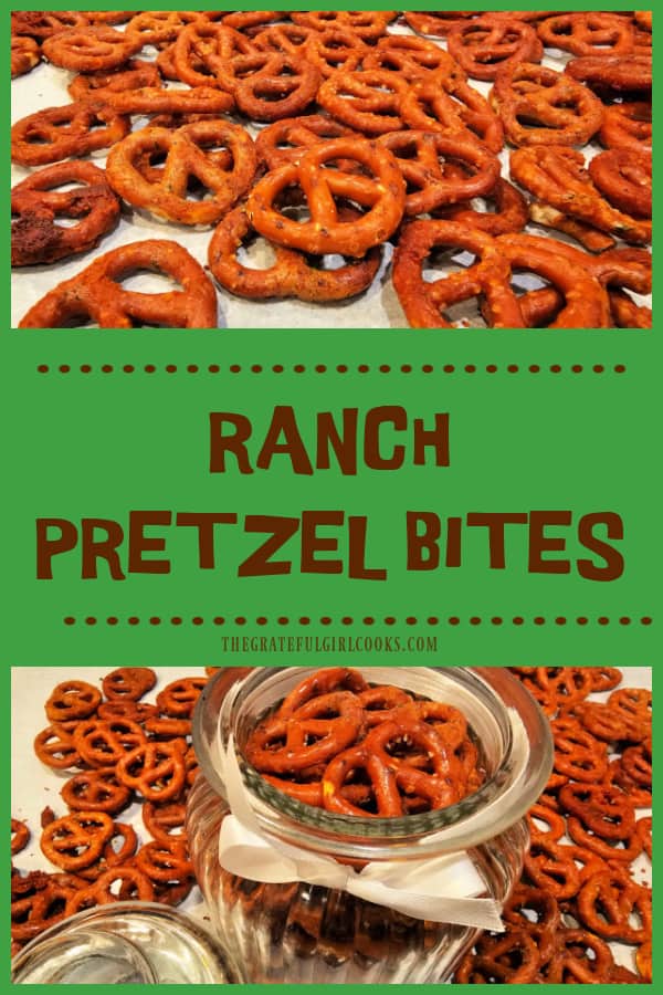 Make a big batch of Ranch Pretzel Bites for snacking or gift-giving! They're easy to make, and are baked in a buttery seasoning sauce!