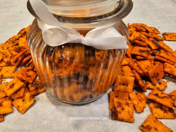 Give the taco-spiced cheese crackers as a gift, in a jar with ribbon.