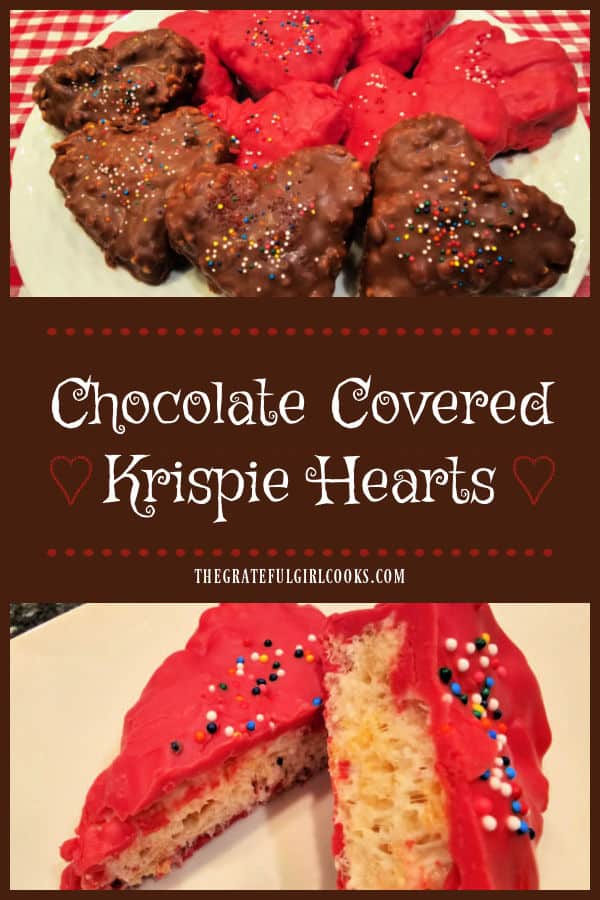 Make Chocolate Covered Krispie Hearts for Valentines Day or any time! Chewy treats covered in chocolate are a fun way to say "I Love You".