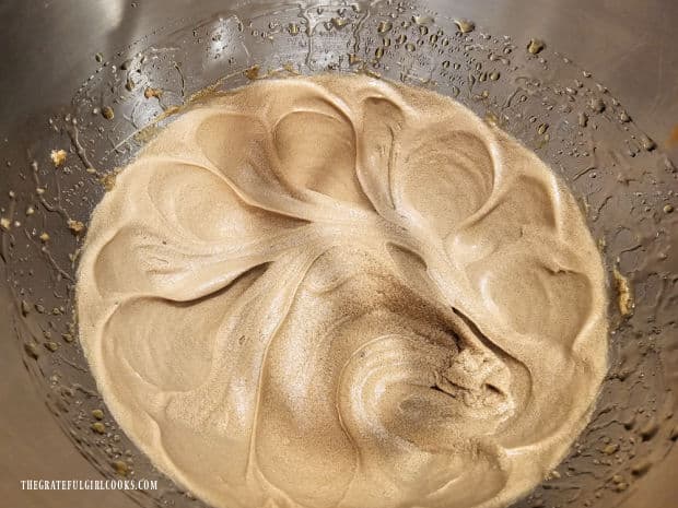 The cookie batter will be very smooth after wet ingredients are combined.